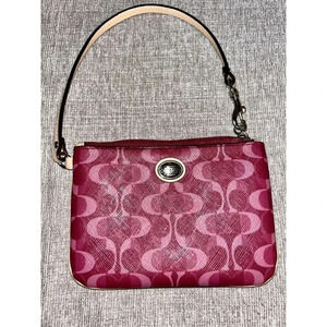 Coach Peyton Dream Small Wristlet Wallet Bordeaux/ Tan F50108 New with Tags